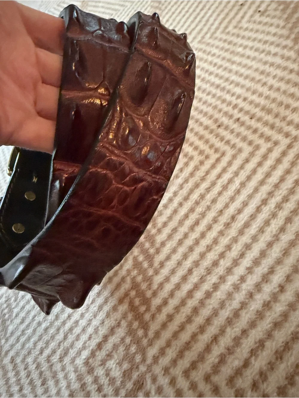 Australian Genuine Hornback Crocodile Belt Brown 40